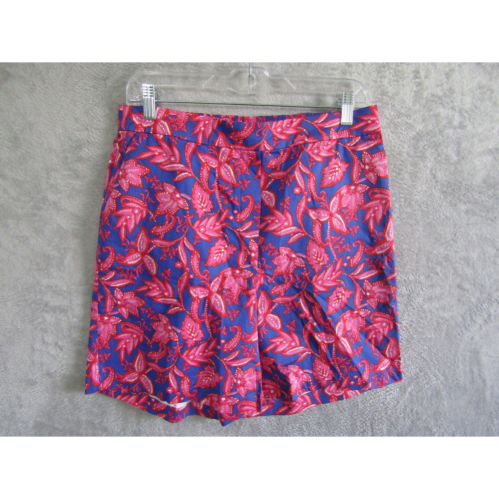 Boden Womens Blue Pink Floral Paisley Chino Shorts Size US 8 Cotton Blend